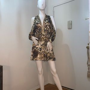 BACCIO SILK Leopard Print w/Rhinestone dress